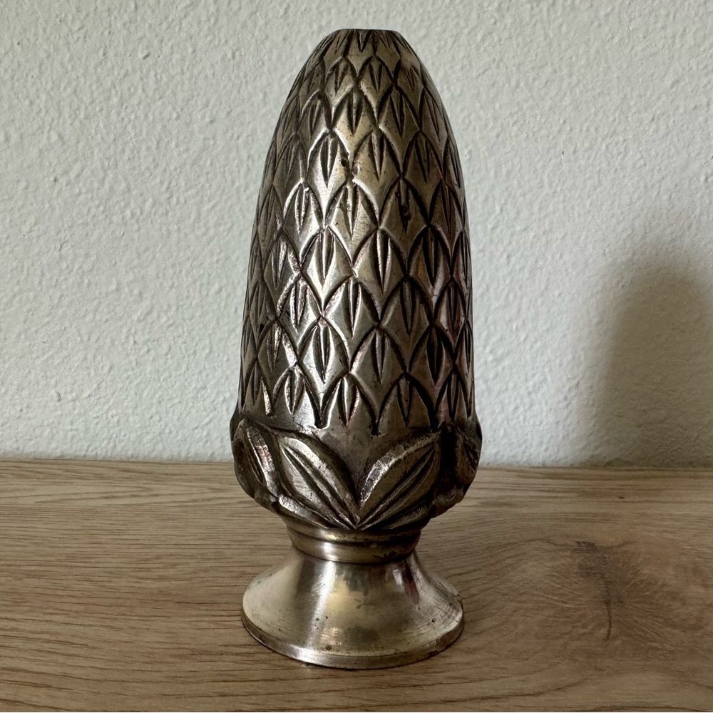 Vintage Silver Toned Metal Pinecone Paperweight Decor Piece Artichoke Pineapple
